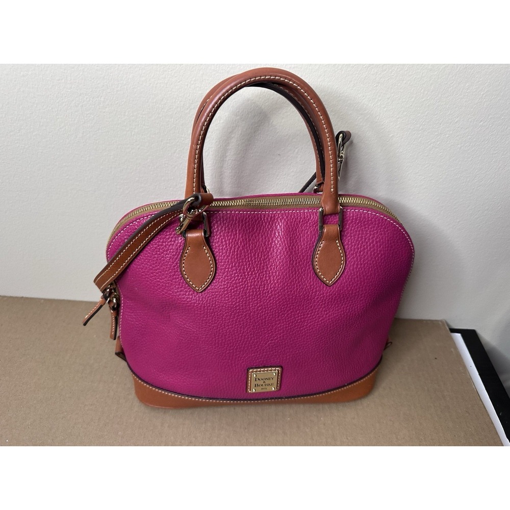 Dooney & Bourke R343 Leather Satchel Handbag - Pink Strawberry EUC Dustcover